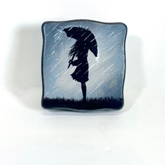 Original Acrylic Art on Upcycled/Reloved Vintage Wood Musical Jewelry Box - Picture 8 of 10